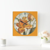 パステルイエローフラワー スクエア壁時計 (ホーム)