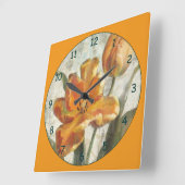 パステルイエローフラワー スクエア壁時計 (傾斜)