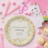 パステルイエローフローラウェディングレセプションリハーサル ペーパープレート (パーティー)