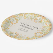 パステルイエローフローラウェディングレセプションリハーサル ペーパープレート (アングル)