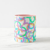パステルイエローブルーピンク抽象芸術アートハッピービベス ツートーンマグカップ (中央)