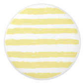 パステルイエローホワイトウォーター色のストライプ セラミックノブ (正面)