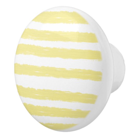 パステルイエローホワイトウォーター色のストライプ セラミックノブ (右)