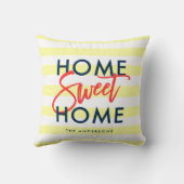 パステルイエローホワイトストライプホテルズブルーホームスウィートホーム クッション (裏面)