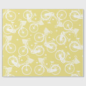 パステルイエローホワイトヴィンテージレトロ自転車 ラッピングペーパー (フラット)