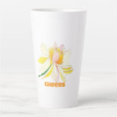 パステルイエローホワイト花模様 カフェラテマグ (正面)