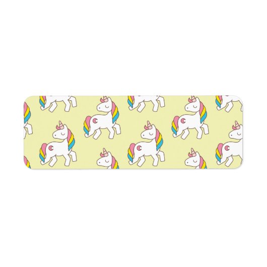 パステルイエローユニコーンパターンラベル ラベル (正面)