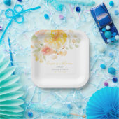 パステルイエローラブイン開花ブライダルシャワー ペーパープレート (パーティー)