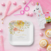 パステルイエローラブイン開花ブライダルシャワー ペーパープレート (パーティー)