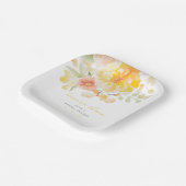 パステルイエローラブイン開花ブライダルシャワー ペーパープレート (傾斜あり)