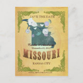 パステルイエロー日付を保存 – 素敵な鳥とマップ 案内ポストカード (正面)