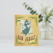 パステルイエロー日付を保存 – 素敵な鳥とマップ 案内ポストカード (スタンド正面)