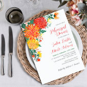 パステルイエロー春ダリアリハーサルディナー 招待状