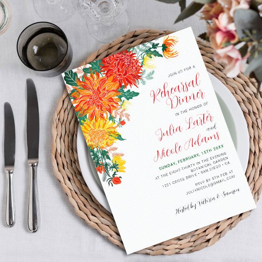 パステルイエロー春ダリアリハーサルディナー 招待状