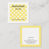パステルイエロー水玉模様手作りジュエリーディスプレイ スクエア名刺 (正面/裏面)
