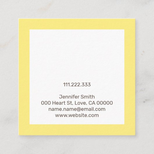 パステルイエロー水玉模様手作りジュエリーディスプレイ スクエア名刺 (裏面)