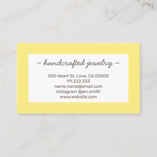 パステルイエロー水玉模様点々のあるハンドメイドジュエリー 名刺 (裏面)