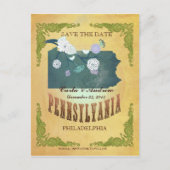 パステルイエロー素敵な鳥と日付マップを保存 案内ポストカード (正面)