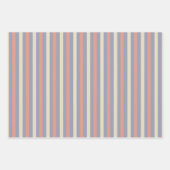 パステルイエロー、オレンジ、ブルーのストライプ ラッピングペーパーシート (正面3)