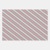 パステルイエロー、オレンジ、ブルーのストライプ ラッピングペーパーシート (正面2)