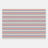 パステルイエロー、オレンジ、ブルーのストライプ ラッピングペーパーシート (正面)