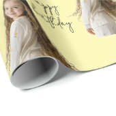 パステルイエロー&カスタム誕生日文字と写真 –  ラッピングペーパー (ロールコーナー)