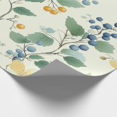 パステルイエロー&グリーンボタニカルつる植物パターン ラッピングペーパー (角)