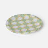 パステルイエロー、ブルー、グリーン市松模様にヴィンテージ ペーパープレート (アングル)