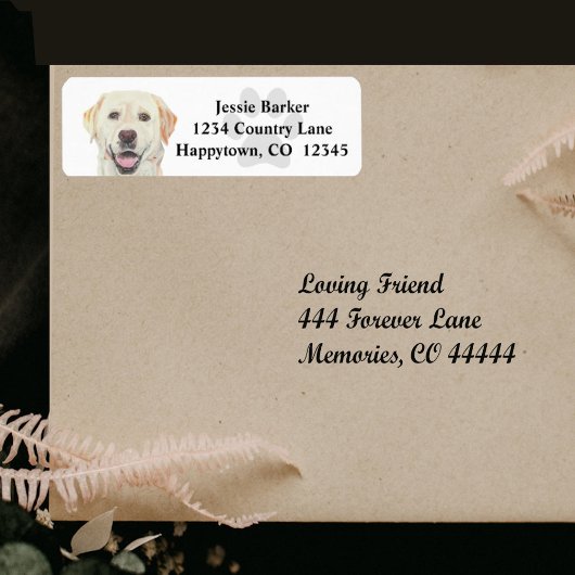 パステルイエロー・ラブラドール・レトリーバー差出人住所ラベル ラベル