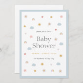パステルイラストレーション赤ちゃんシャワー 招待状 (正面/裏面)