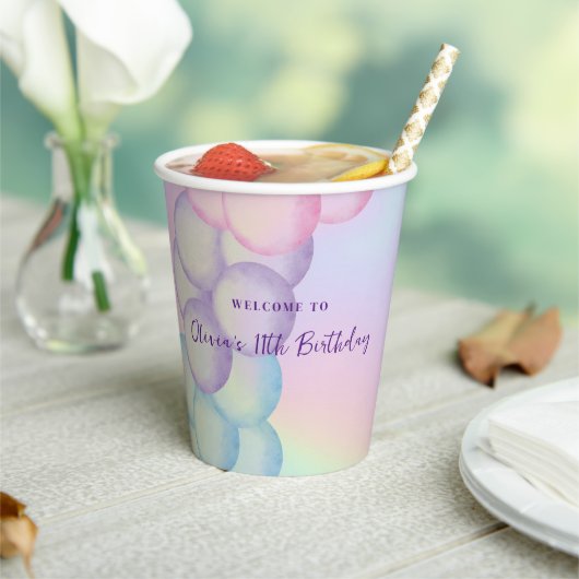 パステルイリジェスバルーンアーチ誕生日紙カップ 紙コップ (インサイチュ)