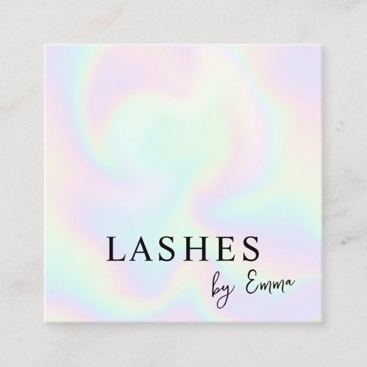 パステルイリジットホログラフィックレインボー抽象芸術 スクエア名刺 (正面)
