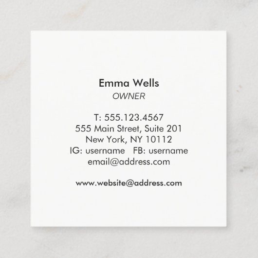 パステルイリジットホログラフィックレインボー抽象芸術 スクエア名刺 (裏面)