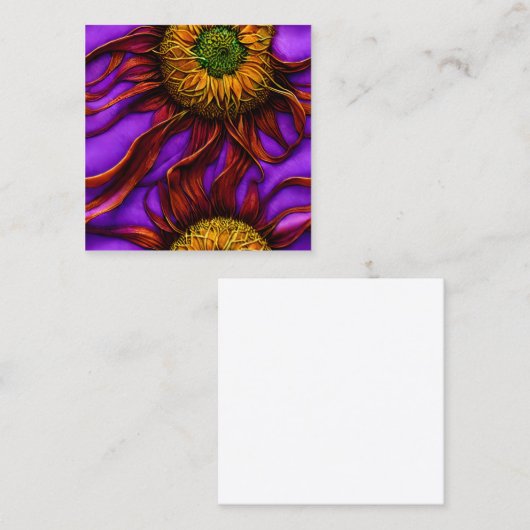 パステルインクフロー複雑なヒマワリ植物学 スクエア名刺 (正面/裏面)