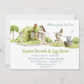 パステルイースターの水の色のバンニー 招待状 (正面)