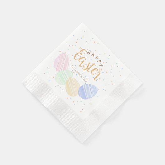 パステルイースターエッグスパーソナライズされたナプキンス 縁ありカクテルナプキン (角)