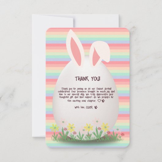 パステルイースターエッグバニーベビーシャワー サンキューカード (正面)