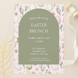 パステルイースターエッグパターンイースターブランチ招待状 シーズンカード