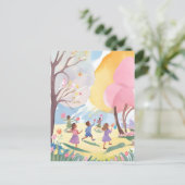 パステルイースターエッグ狩りフローラ手作り水彩 シーズンポストカード (スタンド正面)