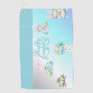 パステルイースターエッグ&バニーマグ ゴルフタオル