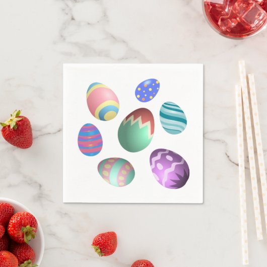 パステルイースターカラフル卵飾イースターエッグ スタンダードカクテルナプキン (インサイチュ)