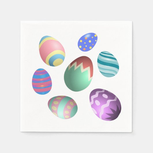 パステルイースターカラフル卵飾イースターエッグ スタンダードカクテルナプキン (正面)