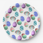 パステルイースターカラフル卵飾イースターエッグ ペーパープレート (正面)