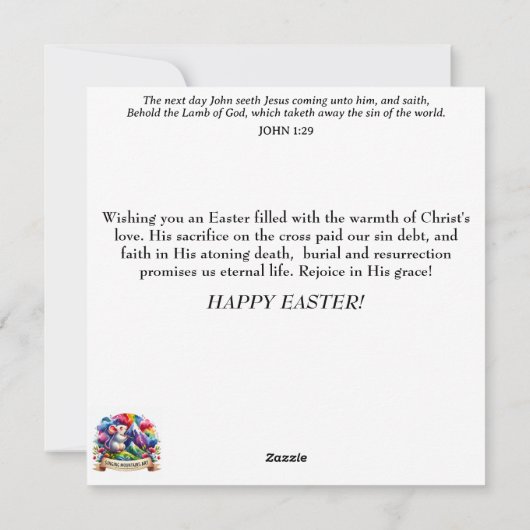 パステルイースターガーデンティーパーティーバニー シーズンカード (裏面)