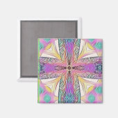 パステルイースタークロス芸術的ステンドグラス模様 マグネット (正面/裏面)