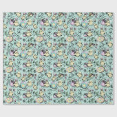 パステルイースターチックス&バニー耳、卵、花 ラッピングペーパー (フラット)
