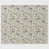 パステルイースターチックス&バニー耳、卵、花 ラッピングペーパー (フラット)