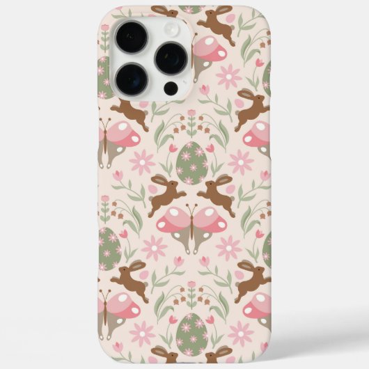 パステルイースターバニーと花柄 Case-Mate iPhoneケース (裏面)