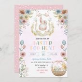 パステルイースターバニーイースターエッグ狩り 招待状 (正面/裏面)