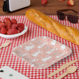 パステルイースターバニーパーティープレート ペーパープレート